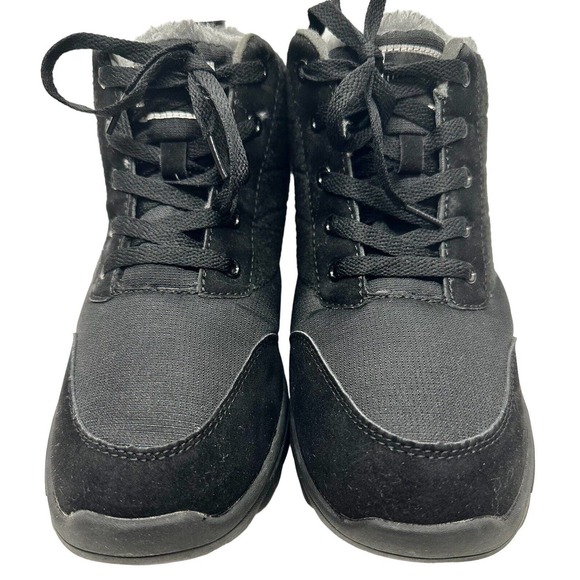 NEW Weweya Women's 9 Black‎ With Grey Fur Lined Boots Anti-Slip Ankle Snow Boots - Picture 2 of 10